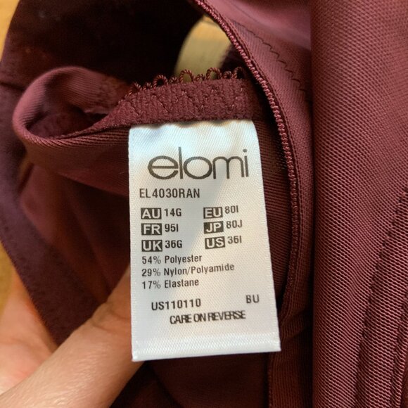 Elomi Cate Full Cup Banded Bra Raisin Burgundy Size 36I - Picture 12 of 13